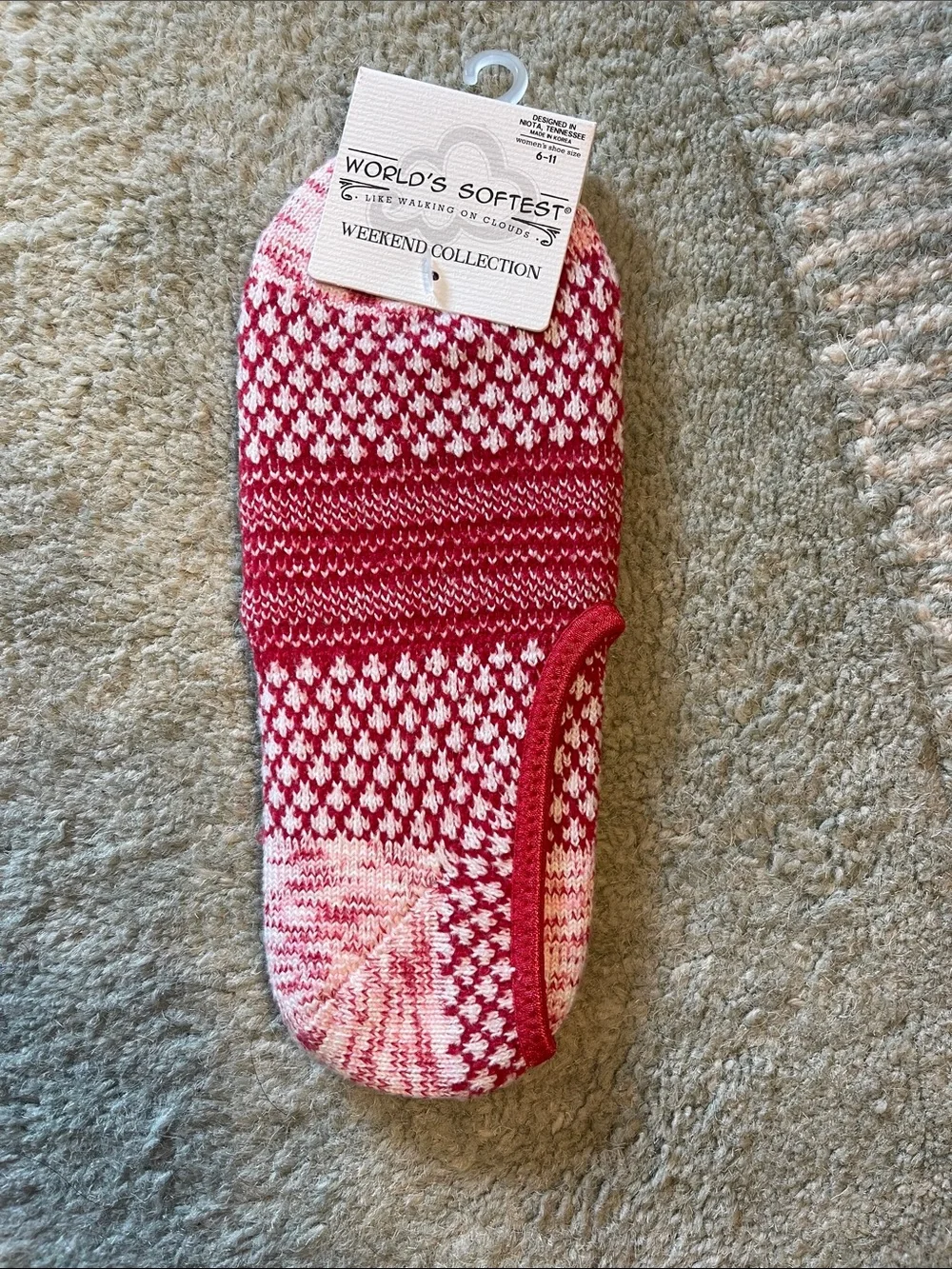 Women’s Red & White No-Show Socks